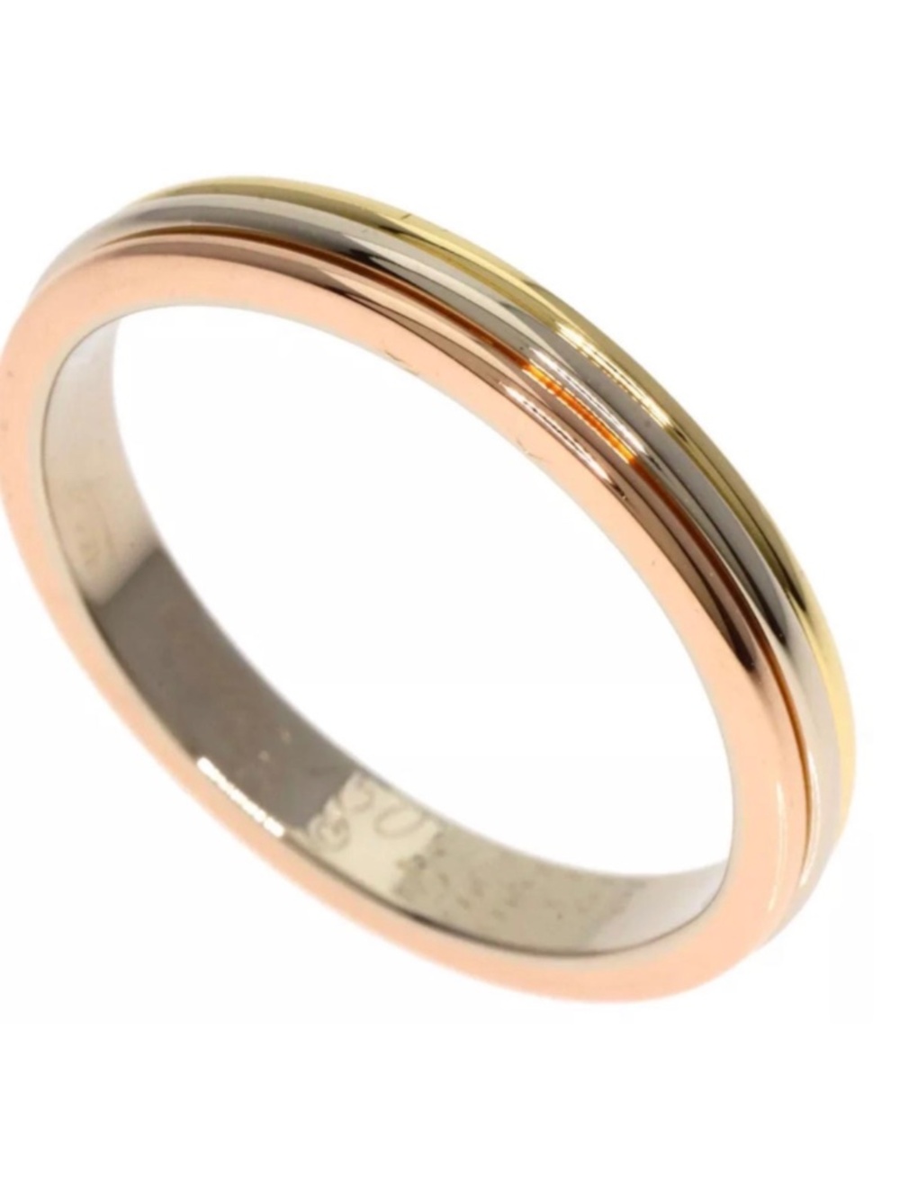 Authentic Cartier Trilogy wedding Band 750 Yellow White Pink Gold K18 #55; US si